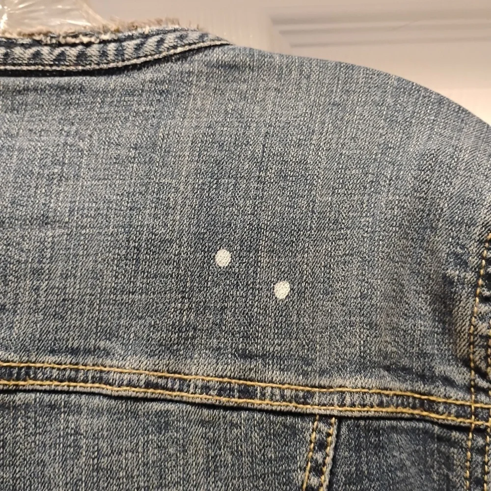 Pilcro and the Letterpress Anthropology Distressed Denim Zip Up Jacket Size M